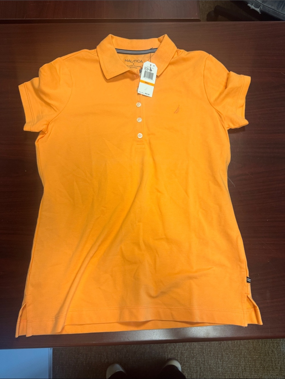Nautica Women's Bright Orange Button-Down Polo Shirt NWT